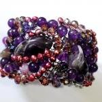 Beaded cuff bracelet made w..