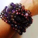 Beaded cuff bracelet made w..