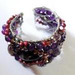 Beaded cuff bracelet made w..