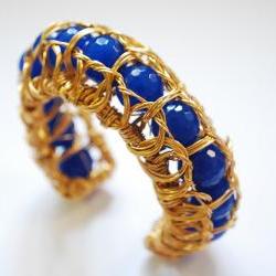 Wire Wrapped Blue Agate Bracelet