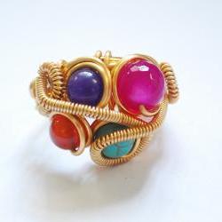Wire Wrapped Semi Precious Stones Ring